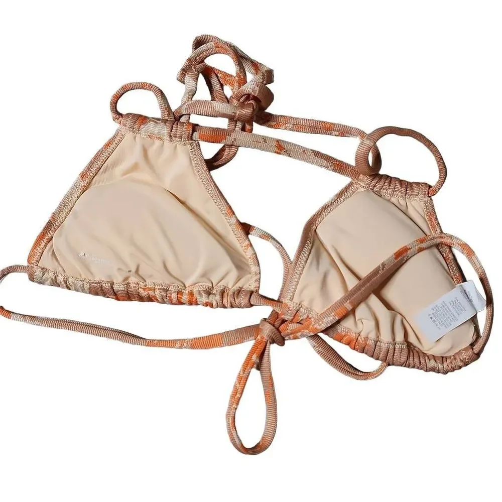 American eagle Aerie triangle cheekiest bikini set rust orange tapestry design - Picture 5 of 7